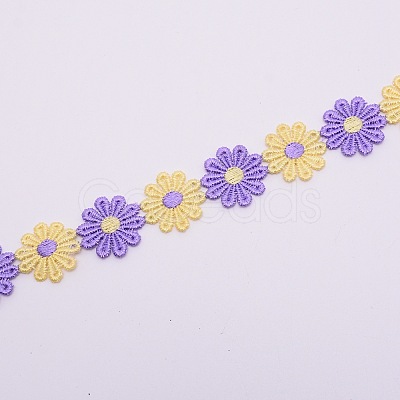 Daisy Sun Flower Decorating Polyester Lace Trims OCOR-WH0064-26A-1