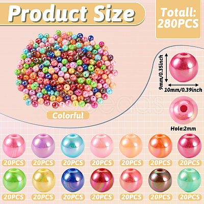 280Pcs 14 Colors Opaque Acrylic Beads MACR-TA0001-39-1