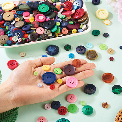Flat Round Resin Buttons BUTT-TAC0017-01A-1