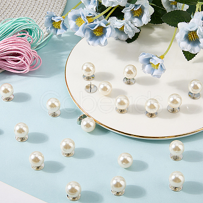 20Pcs ABS Plastic Pearl No Sewing Buttons BUTT-CY0001-22B-1