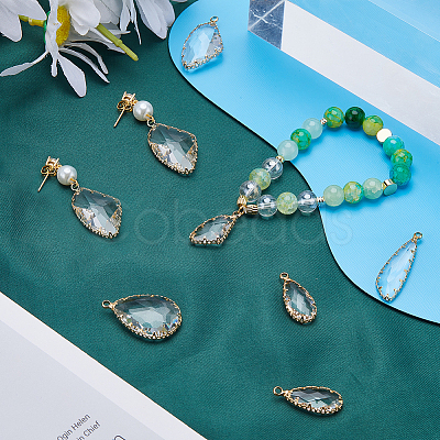 10Pcs 5 Styles Brass Glass Pendants KK-CN0002-70-1