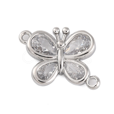 Brass Pave Clear Cubic Zirconia Connector Charms KK-Z066-09P-1