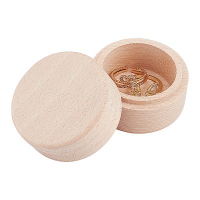 Round Wooden Storage Boxes Ring Box CON-WH0079-88-1