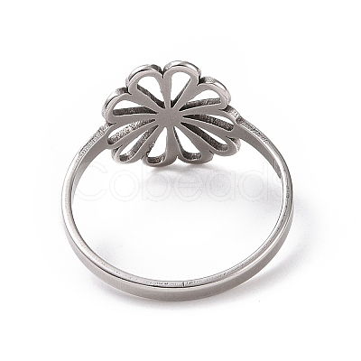 Non-Tarnish 201 Stainless Steel Flower Finger Ring RJEW-J051-30P-1