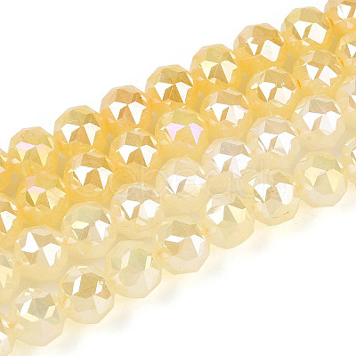 Anti-Tarnish Electroplate Glass Beads Strands GLAA-N064-8mm-03-1
