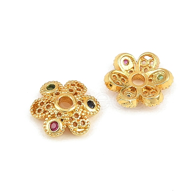Brass Micro Pave Cubic Zirconia Bead Caps CU-CBA6A75-33G-1