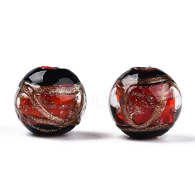 Handmade Gold Sand Lampwork Beads LAMP-T019-10mm-03-1