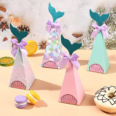 20Pcs 4 Colors Mermaid Tail Shape Candboard Box CON-CJ0001-22-1