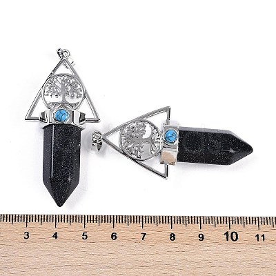 Synthetic Blue Goldstone Faceted Pointed Bullet Big Pendants G-H076-02P-04-1