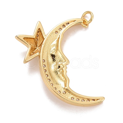 Rack Plating Brass Cubic Zirconia Pendants Findings KK-E275-18G-1