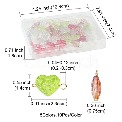 50Pcs Glass Connector Charms PALLOY-FZ00019-1
