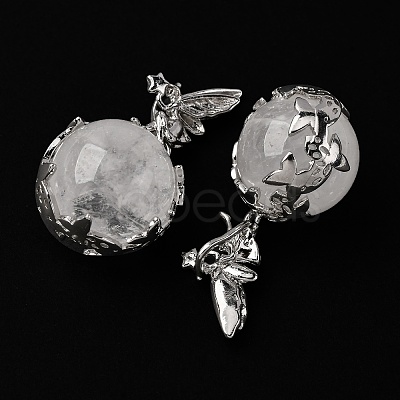 Natural Quartz Crystal Round Pendants G-G207-01P-08-1