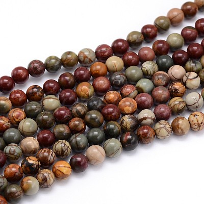 Natural Gemstone Round Bead Strands X-G-J303-16-8mm-1