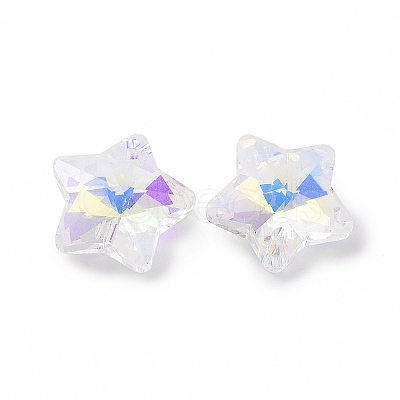 AB Color Plated Transparent Electroplate Glass Charms GLAA-H104-A04-1