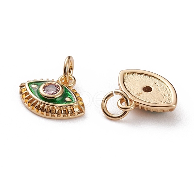 Brass Micro Pave Clear Cubic Zirconia Charms KK-C100-15G-1