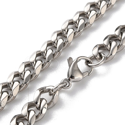 304 Stainless Steel Cuban Link Chain Necklaces for Men NJEW-B117-01G-P-1