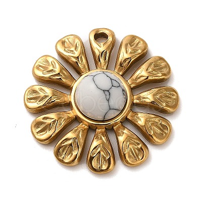 Natural Howlite Flower Pendants STAS-R009-05G-07-1