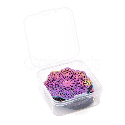 40Pcs 4 Style Ion Plating(IP) 201 Stainless Steel Filigree Joiners Links STAS-LS0001-51MC-1