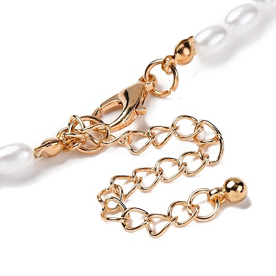 Oval Plastic Imitation Pearl Beaded Necklaces NJEW-U013-09G-1