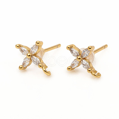 Brass Stud Earring Findings ZIRC-L096-14G-1