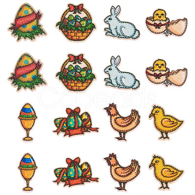 40Pcs 8 Styles Easter Polyester Cloth Sew On Ornament Accessories PATC-TA0001-62-1