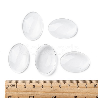 Transparent Oval Glass Cabochons X-GGLA-R022-35x25-1
