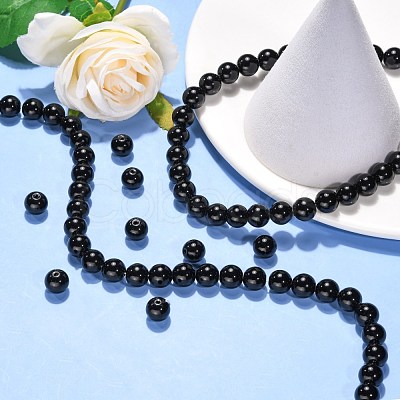 Synthetic Black Stone Beads Strands GSR10mmC044-1