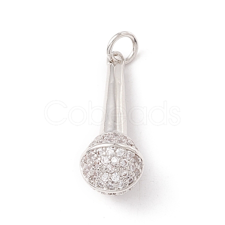 Brass Micro Pave Clear Cubic Zirconia Pendants ZIRC-P098-11P-1
