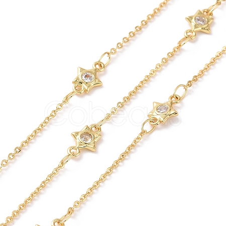 Clear Cubic Zirconia Star Link Chains CHC-G016-07G-1