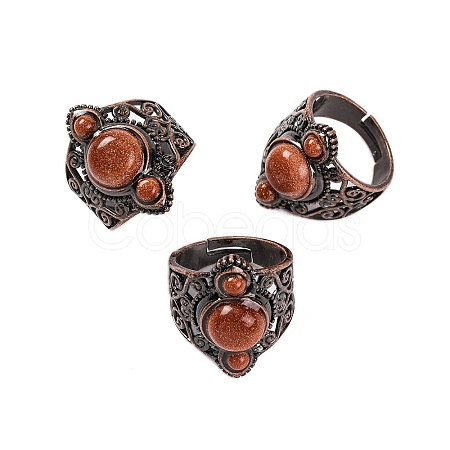 Synthetic Goldstone Retro Finger Rings RJEW-B067-01R-16-1