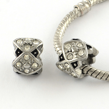 Column Enamel Style Smooth Surface 304 Stainless Steel Rhinestone Bead STAS-R081-38B-1