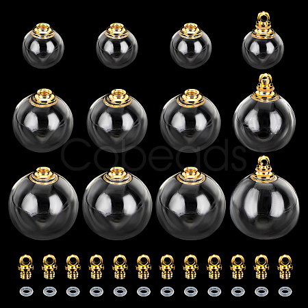 PandaHall Elite 12 Sets 3 Style Openable Transparent Glass Pendants FIND-PH0008-76-1