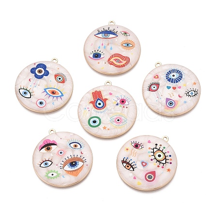Printed Alloy Enamel Pendants ENAM-N071-12G-1