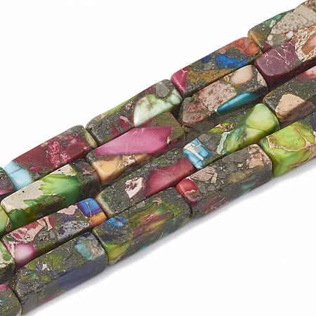Synthetic Gold Line Imperial Jasper Beads Strands G-S321-001-1