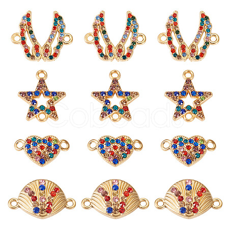 20Pcs 4 Styles Alloy Colorful Rhinestone Connector Charms FIND-TA0003-33-1