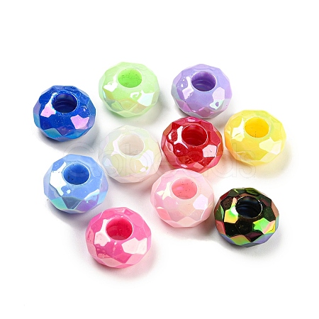 UV Plating Rainbow Iridescent Acrylic European Beads MACR-P040-12-1