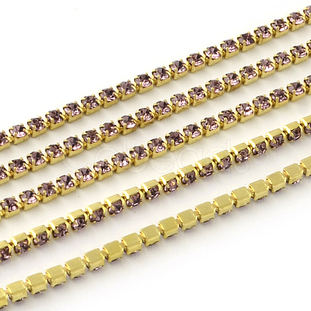 Nickel Free Raw(Unplated) Brass Rhinestone Strass Chains CHC-R119-S6-12C-1-1
