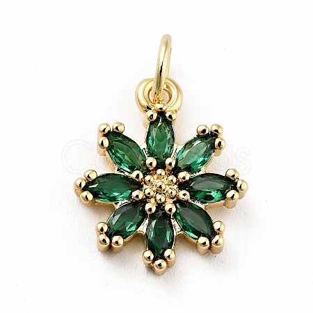 Rack Plating Brass Micro Pave Cubic Zirconia Charms X-ZIRC-F129-34A-G-1
