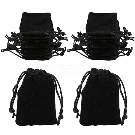 Beebeecraft 25Pcs Rectangle Velvet Drawstring Pouches TP-BBC0001-04B-03-1