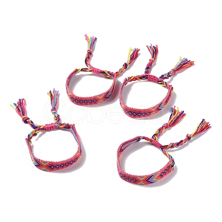 Polyester-cotton Braided Rhombus Pattern Cord Bracelet FIND-PW0013-001A-09-1