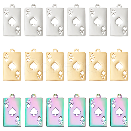 18Pcs 3 Color 201 Stainless Steel Pendants STAS-DC0005-49-1