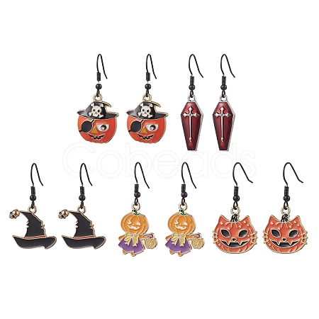 Halloween Alloy Enamel Dangle Earrings EJEW-JE06063-1