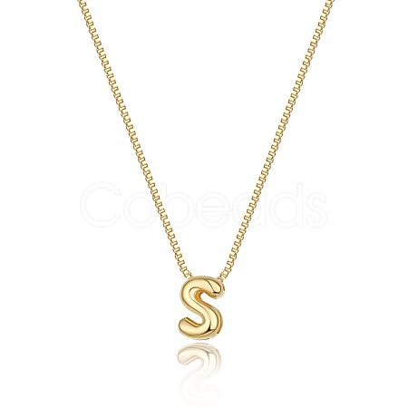 Brass Initial Pendant Box Chain Necklaces for Women FS-WG5C822-19-1