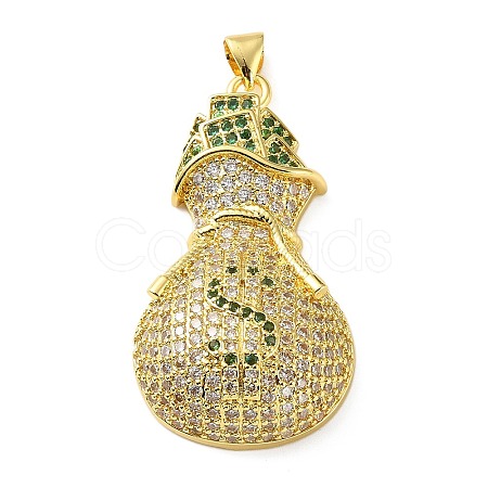 Brass Micro Pave Clear and Green Cubic Zirconia Pendants KK-H279-02G-1