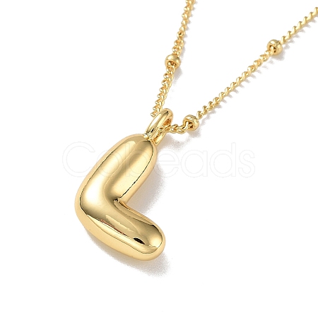 Initial Letter Brass Pendant Necklace NJEW-A015-21G-L-1
