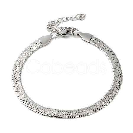 Non-Tarnish 304 Stainless Steel Herringbone Chain Bracelet for Men Women BJEW-Q998-01P-1