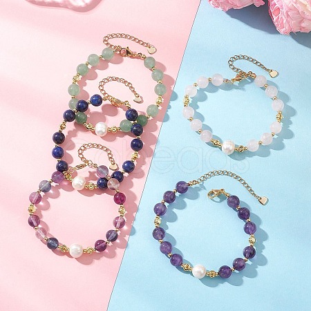 Round Natural Mixed Beaded Bracelets for Women BJEW-JB12763-1