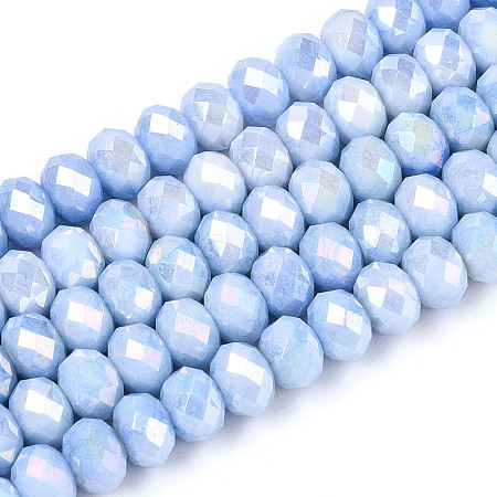 Anti-Tarnish Electroplate Rondelle Glass Beads Strands X-EGLA-T021-6mm-17-09-1