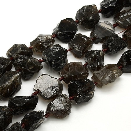 Raw Rough Natural Smoky Quartz Nuggets Bead Strands G-L176-07-1