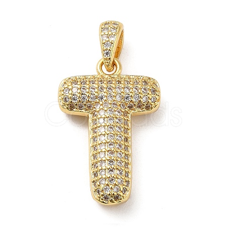 Brass Micro Pave Cubic Zirconia Pendants KK-E061-03G-20-1